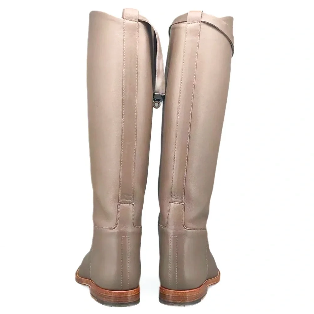 Hermès Jumping Boot Knee High Leather Kelly Lock Taupe Étoupe EU 36 - Picture 4 of 8